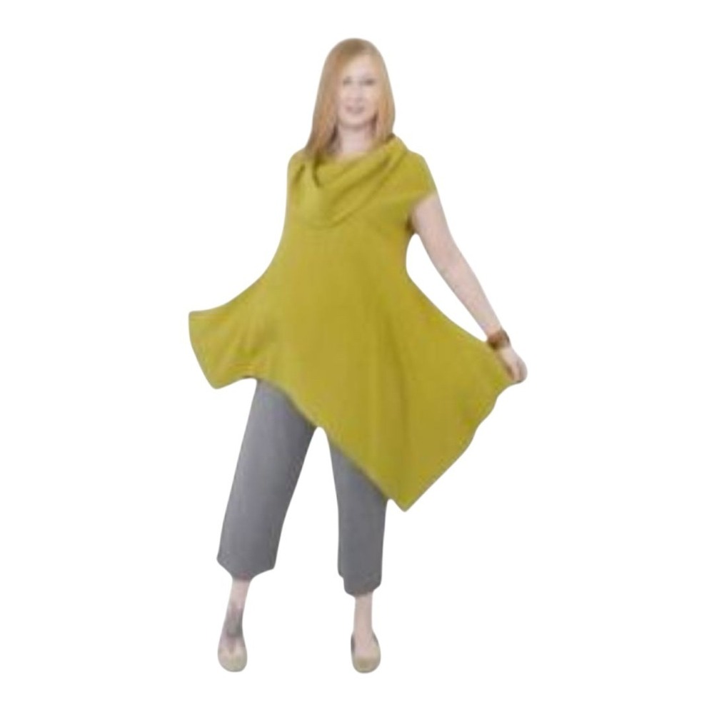 Bryn Walker Size Small Noa Ochre Linen Asymmetric Draped Cowl Neck Lagenlook Top